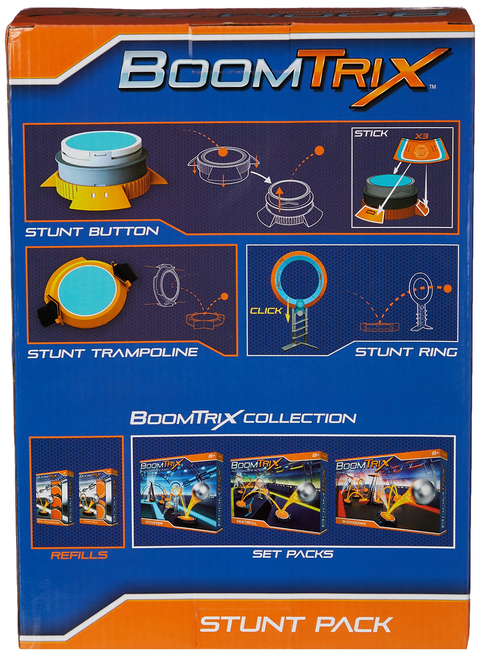 Boomtrix Stunt Pack by Goliath - Metal Ball Chain Reaction Kit with Trampoline & Stunt Button - STEM Ages 8+