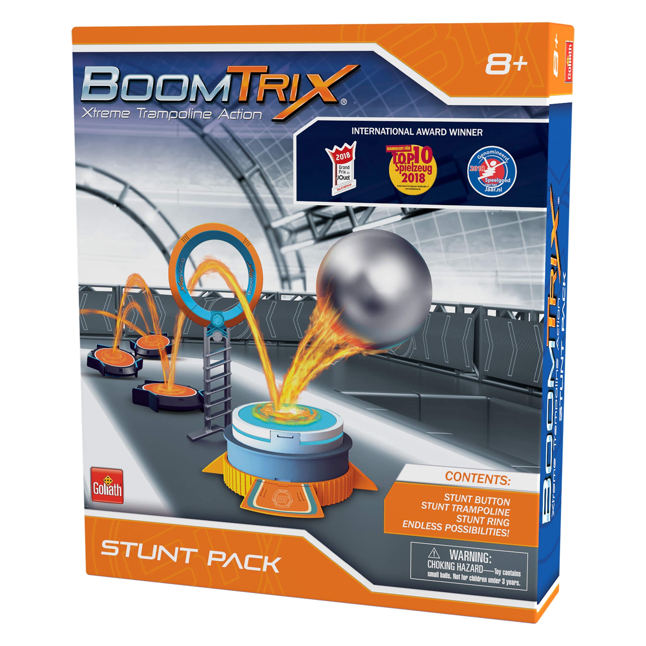Boomtrix Stunt Pack by Goliath - Metal Ball Chain Reaction Kit with Trampoline & Stunt Button - STEM Ages 8+