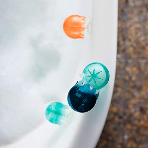 Boon Jellies Suction Cup Bath Toys – 9 Jellyfish for Sensory Play, Navy/Coral, Ages 12 Months+