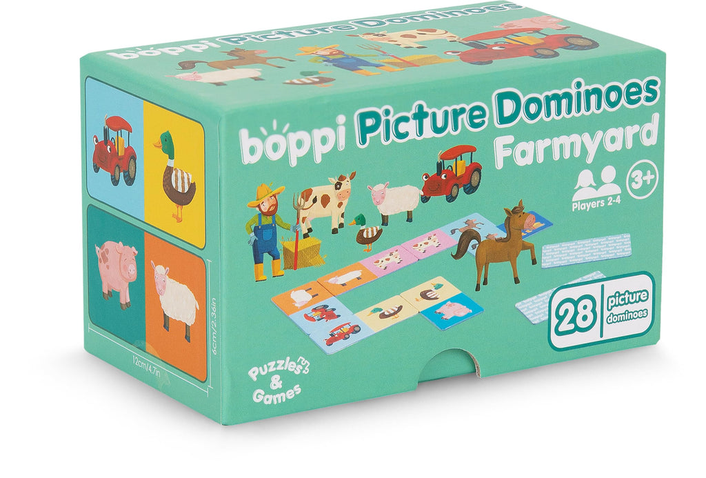 boppi Farmyard Animal Dominoes Set for Toddlers – 28 Picture Cards, Eco-Friendly Recycled Cardboard, Ages 3+