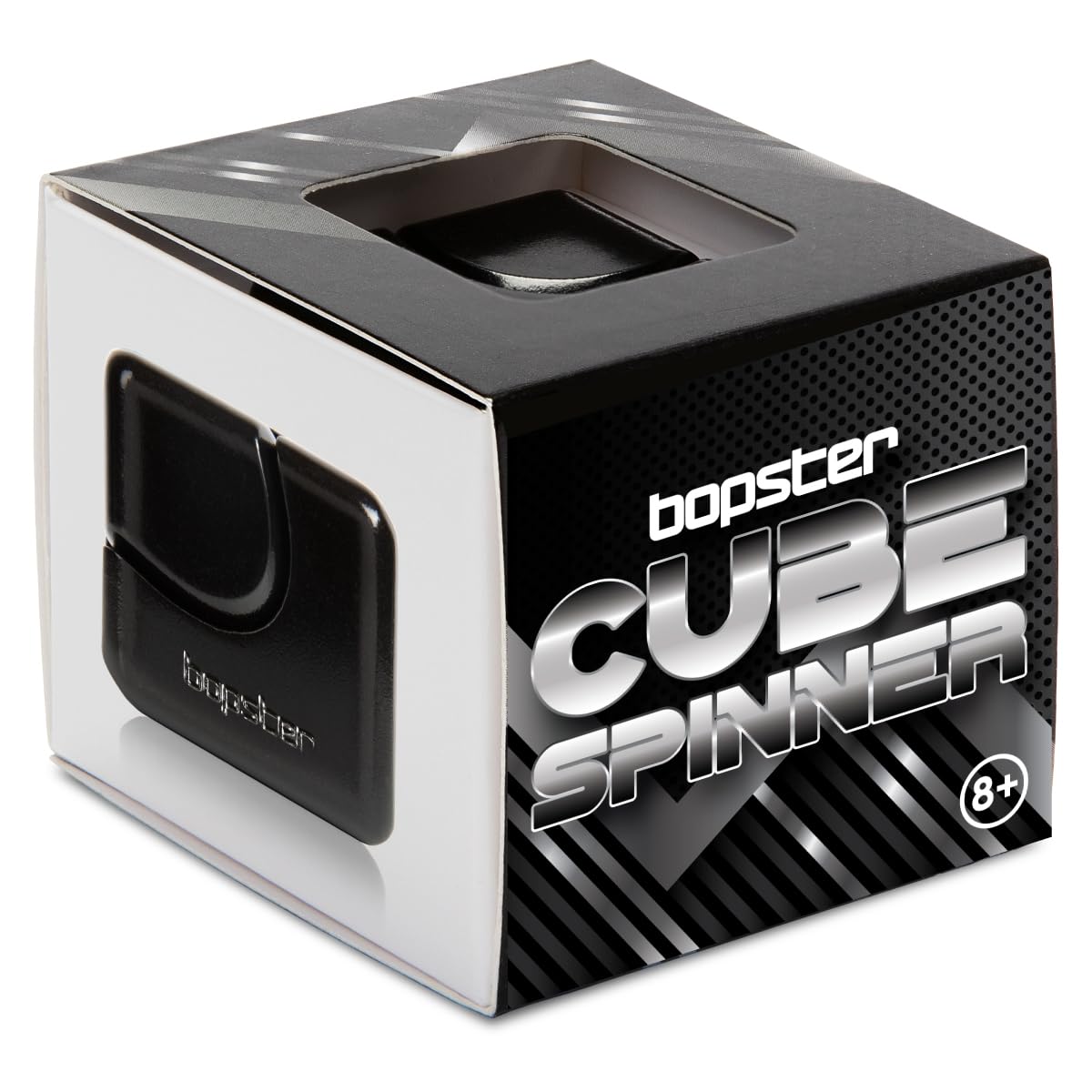 Bopster Anodised Aluminium Fidget Cube Spinner – Pocket-Sized Stress Relief Toy for Focus, Anxiety, ADHD – Black