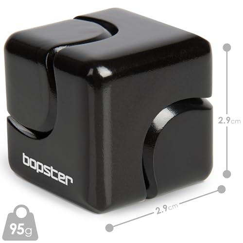 Bopster Anodised Aluminium Fidget Cube Spinner – Pocket-Sized Stress Relief Toy for Focus, Anxiety, ADHD – Black