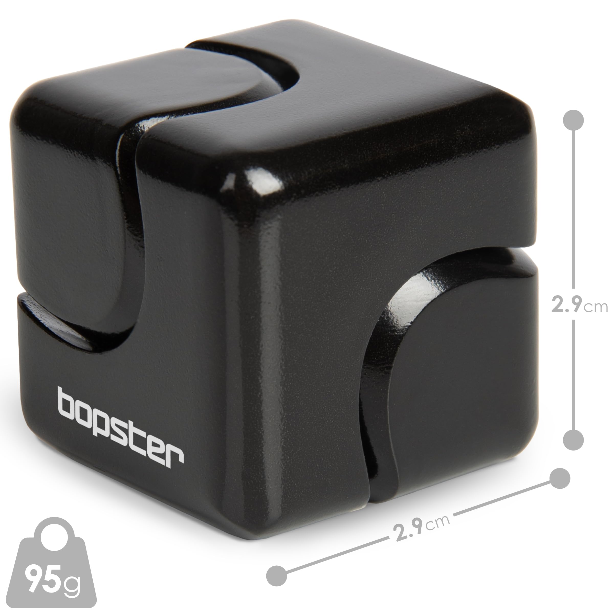 Bopster Anodised Aluminium Fidget Cube Spinner – Pocket-Sized Stress Relief Toy for Focus, Anxiety, ADHD – Black