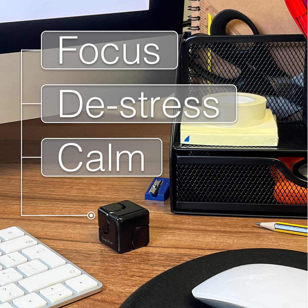 Bopster Anodised Aluminium Fidget Cube Spinner – Pocket-Sized Stress Relief Toy for Focus, Anxiety, ADHD – Black