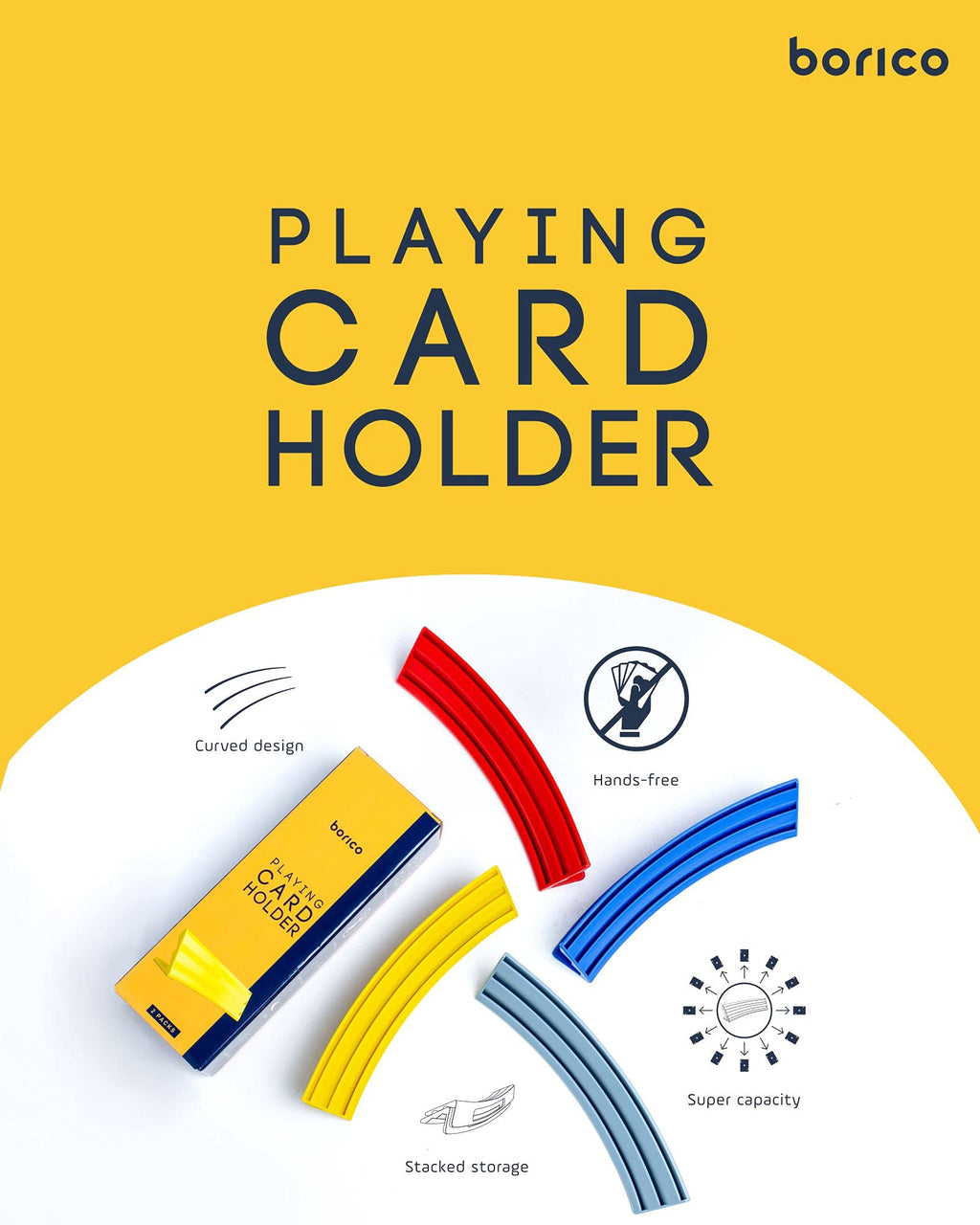 BORICO Card Holders 2-Pack: Stackable Playing Card Tray with Travel Pouch, Holds 40 Cards Each, for Kids and Adults (Red)