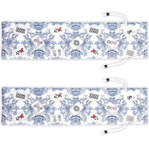 Bornerwhite 2-Pack Blue Drawstring Mahjong Bags – 26-Inch Protective Sleeve for Racks and Pushers