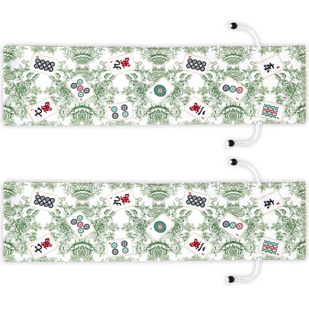 Bornerwhite 2-Pack Green Drawstring Mahjong Bags - 26 Inch Protective Sleeve for Racks and Tiles