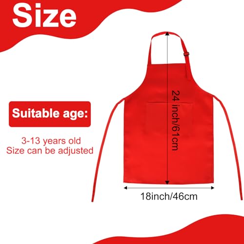 BOUBONI 6 Pack Kids Aprons - Adjustable Chef Aprons with Pockets for Painting, Cooking, Baking, Crafting (6 Colors)