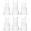 BOUBONI 6 Pack Kids Aprons with Pockets – Adjustable Chef Art Aprons for Painting, Cooking, Baking (White)