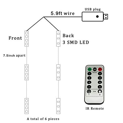 Bowerful LED Down Lights for Building Bricks – 6 Blue LEDs, USB Powered with Remote & Dimmer