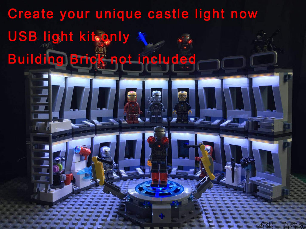 Bowerful LED Down Lights for Building Bricks – 6 Blue LEDs, USB Powered with Remote & Dimmer