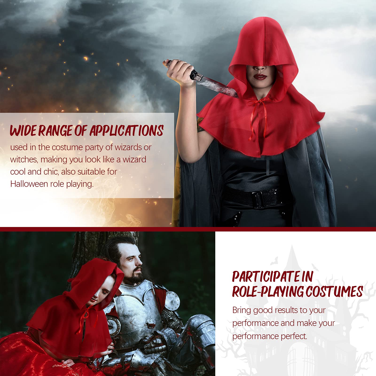 Boyiee Unisex Medieval Hood Cowl - Grim Cloak & Plague Doctor Hat for Cosplay Costume