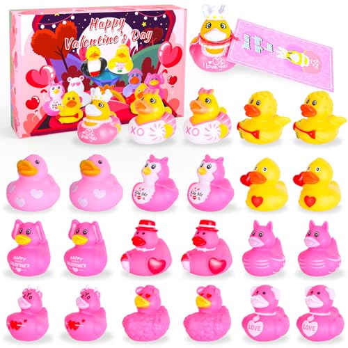 BOZILY 24 Pink Rubber Ducks Bulk Pack – Mini Bath Toys for Parties, Cruises & Prizes