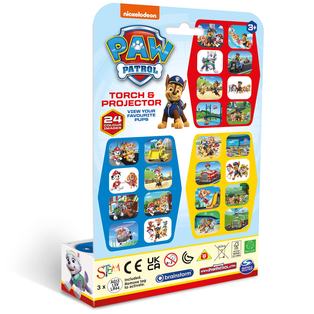 Brainstorm Toys PAW Patrol Flashlight and Projector - 24 Color Images, 3 Slide Discs, Multicolor