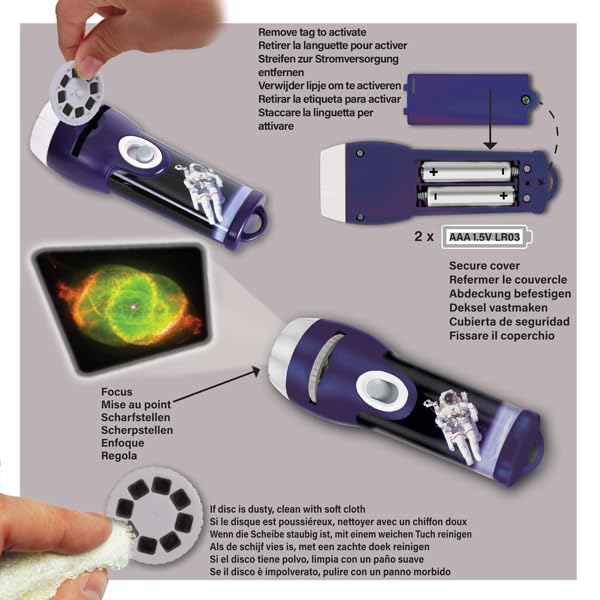 Brainstorm Toys Space Torch and Projector - 24 NASA Images, Up to 1m Wide, Ages 3+