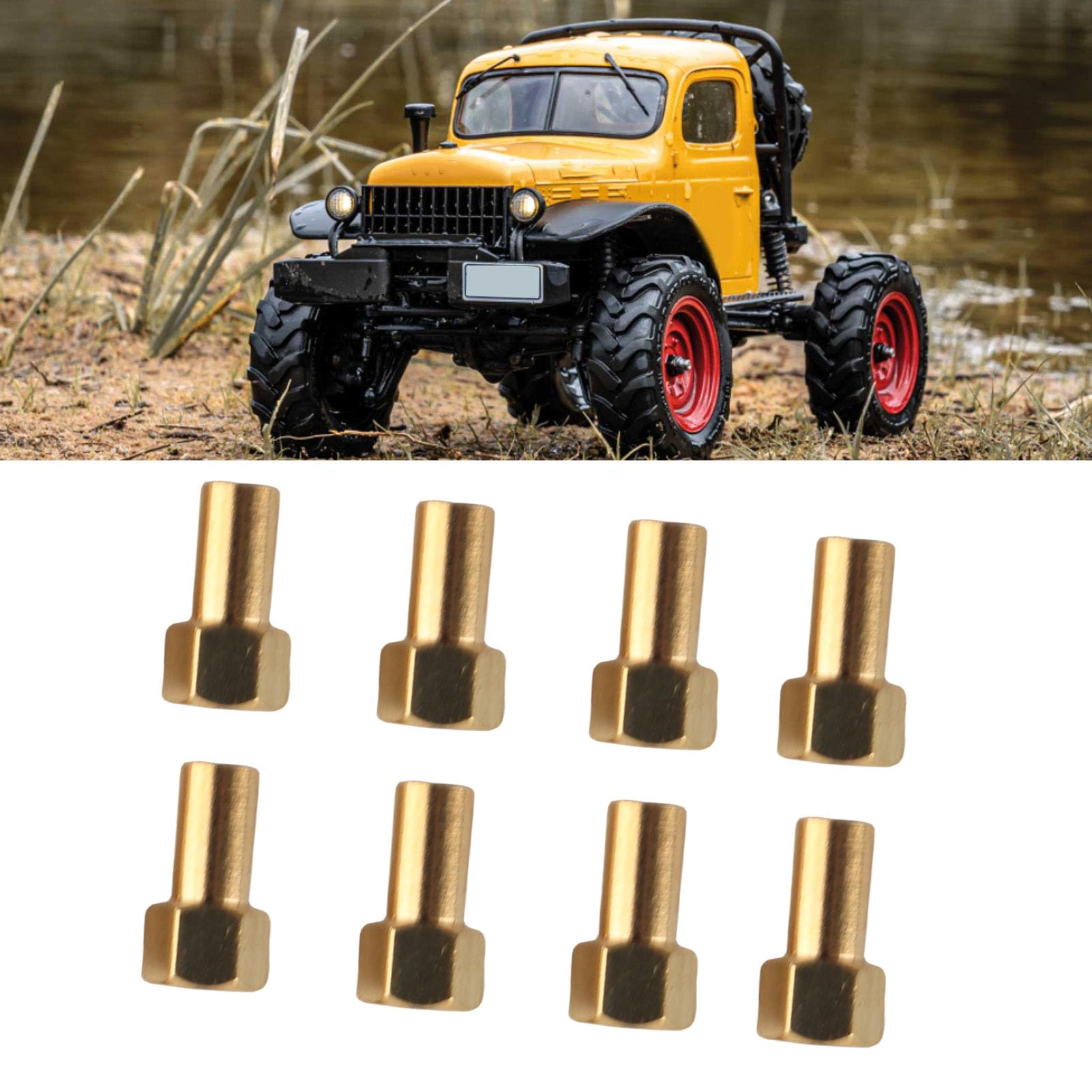 Brass Hex Nut Set 8Pcs for SCX24 RC Car – 5mm Thread Lock Nuts, Gold Finish