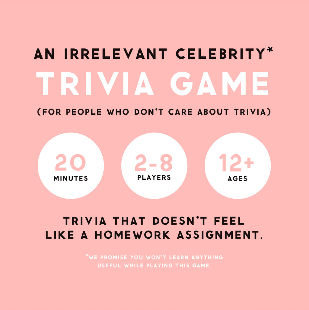 Brass Monkey Irrelevant Celebrity Trivia Game – 200 Cards with Misleading Categories