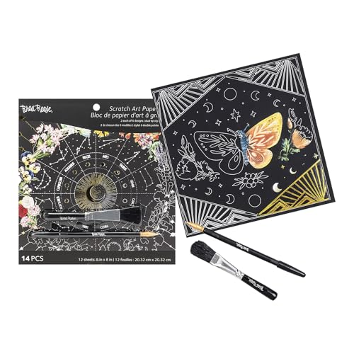 Brea Reese Scratch Art Pad: 12 Celestial 8x8 Metallic Designs for Adult Relaxation