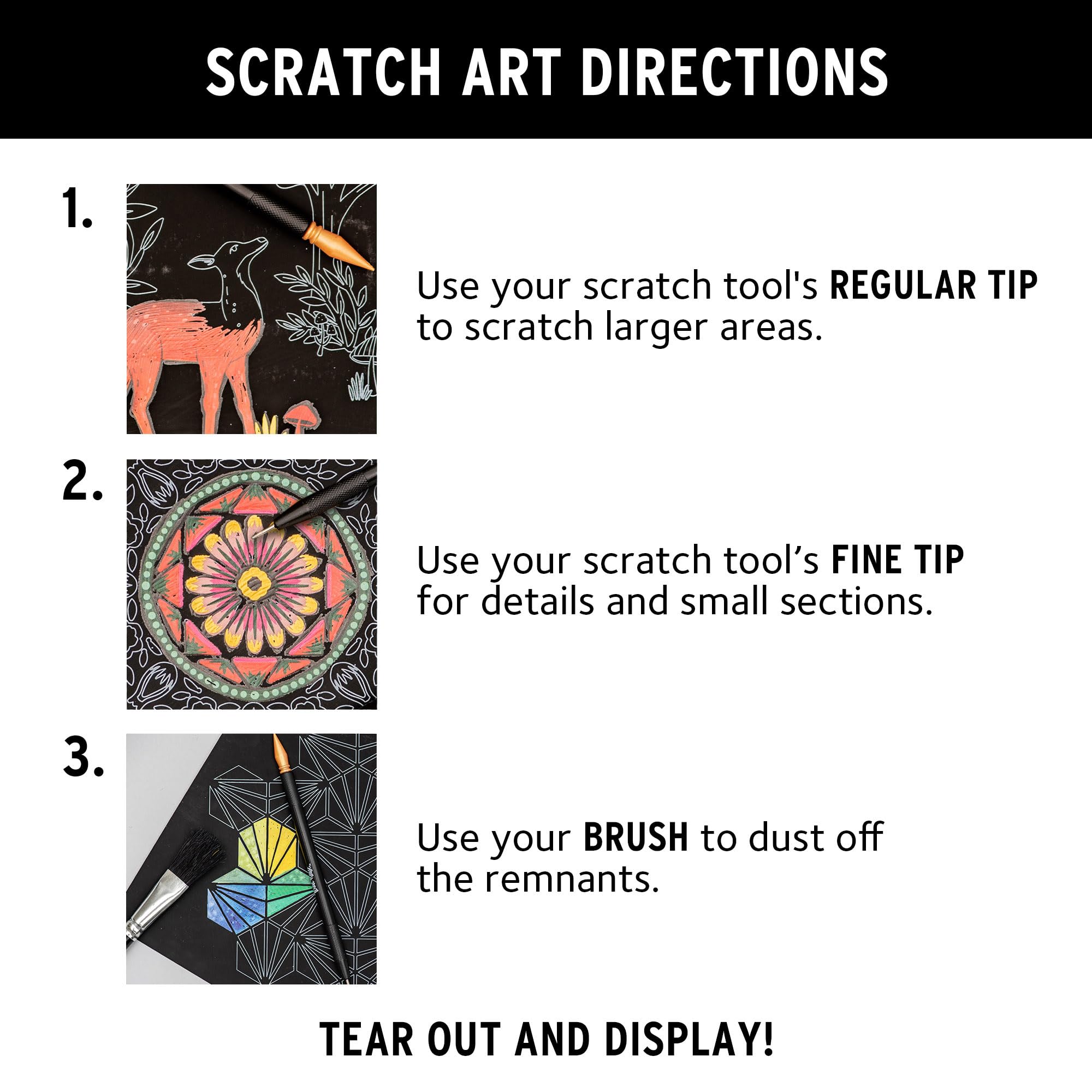 Brea Reese Scratch Art Paper Pad – Nature – 12 Metallic Designs, 8x8 Tear-Out Sheets with Stylus & Brush