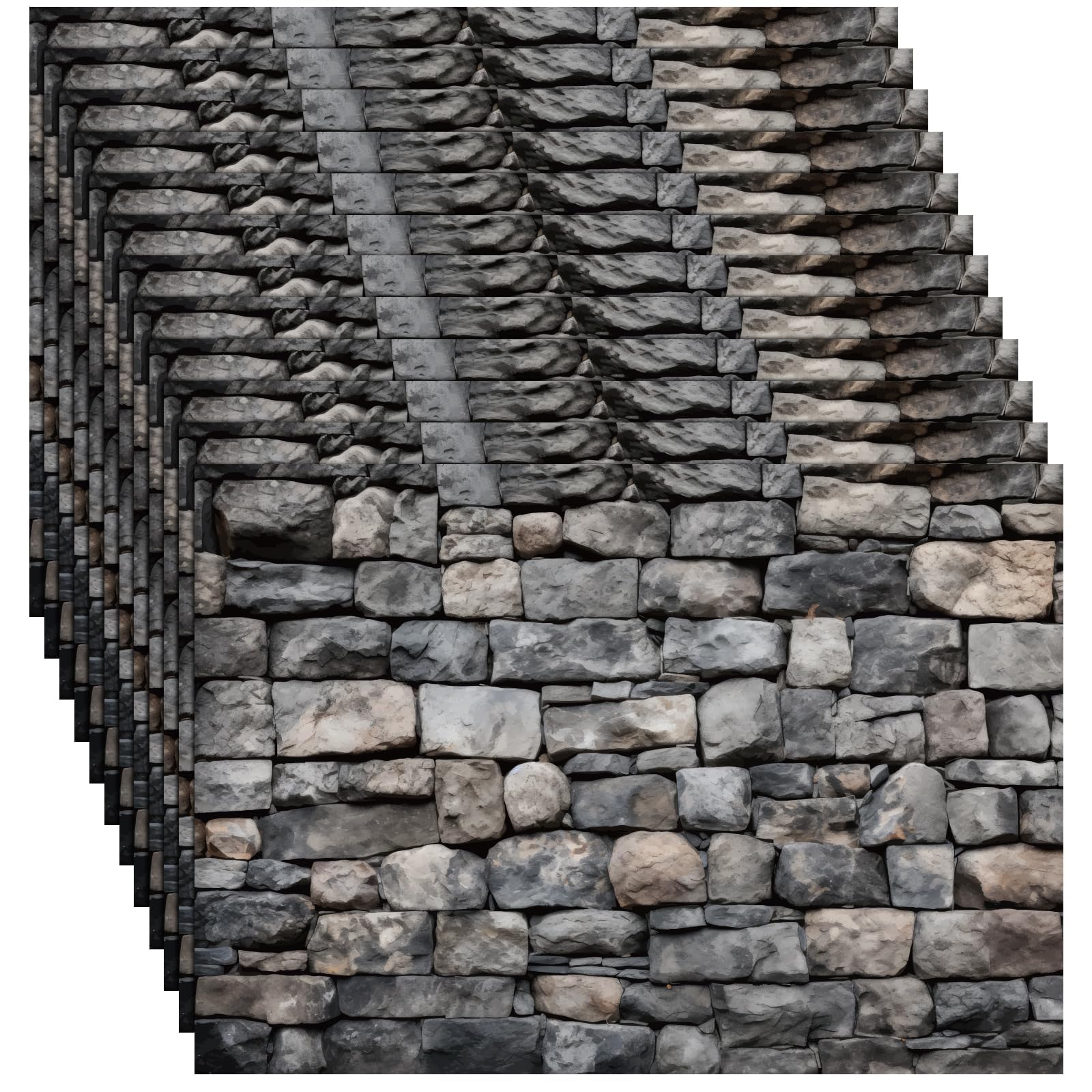 Brick Gray Dollhouse Wallpaper - 35 Self-Adhesive Sheets for Miniature Rooms