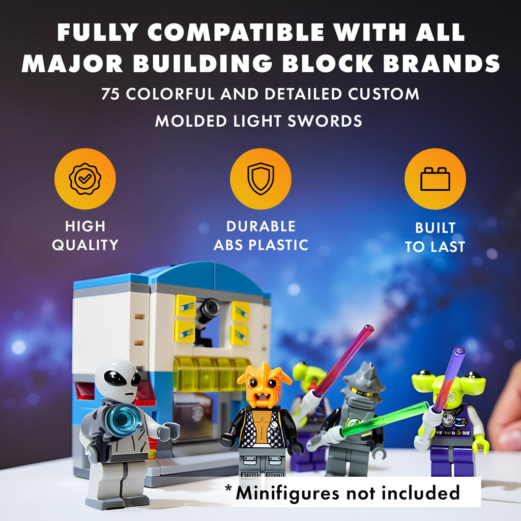 Brick Loot Light Saber & Blaster Weapons Pack – 75+ Mini Accessories for Minifigures