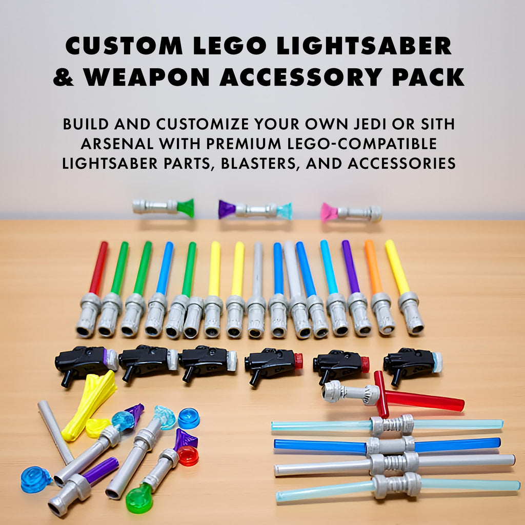 Brick Loot Light Saber & Blaster Weapons Pack – 75+ Mini Accessories for Minifigures