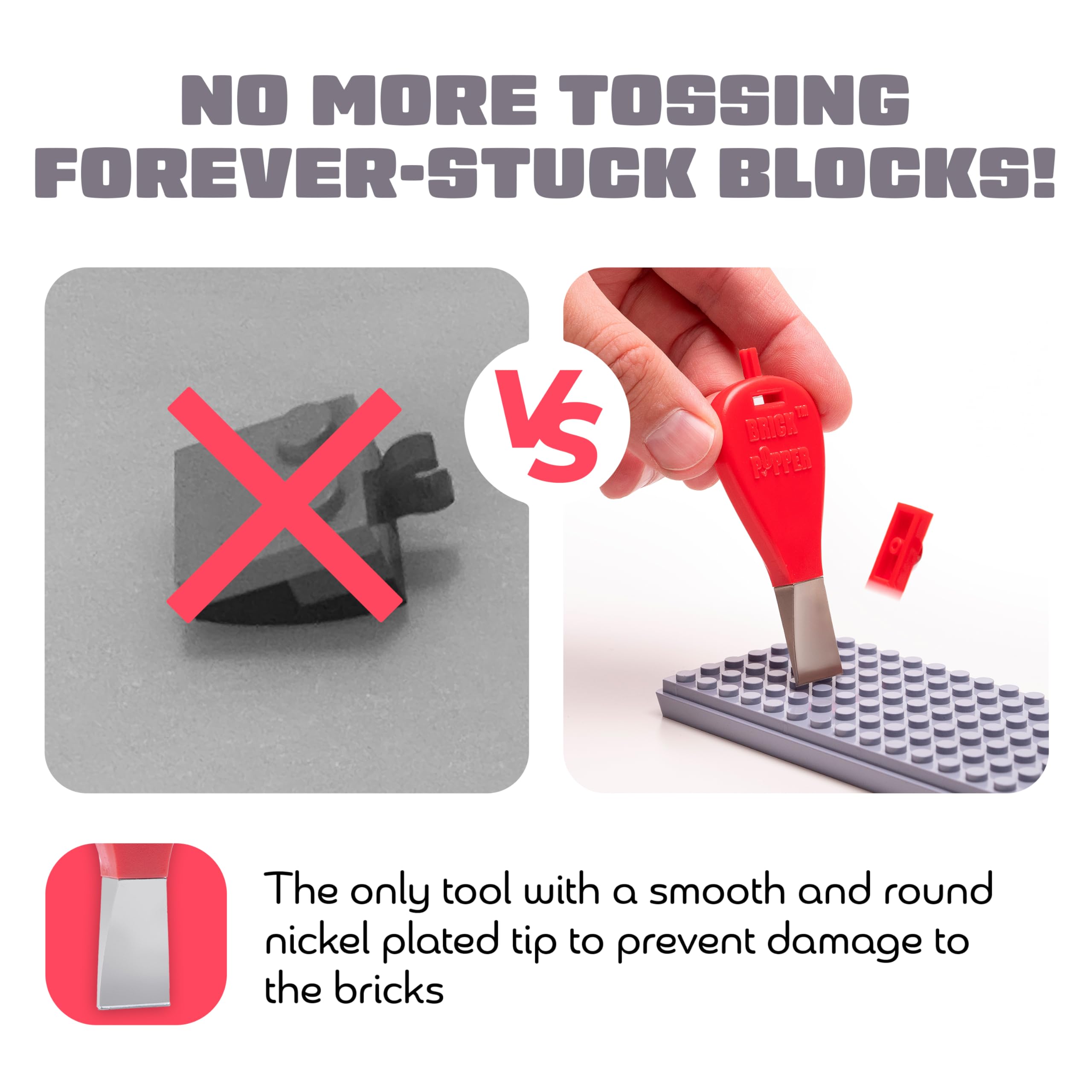 Brick Popper Brick Separator Tool - Fast Block Remover for Kids & Adults - Red
