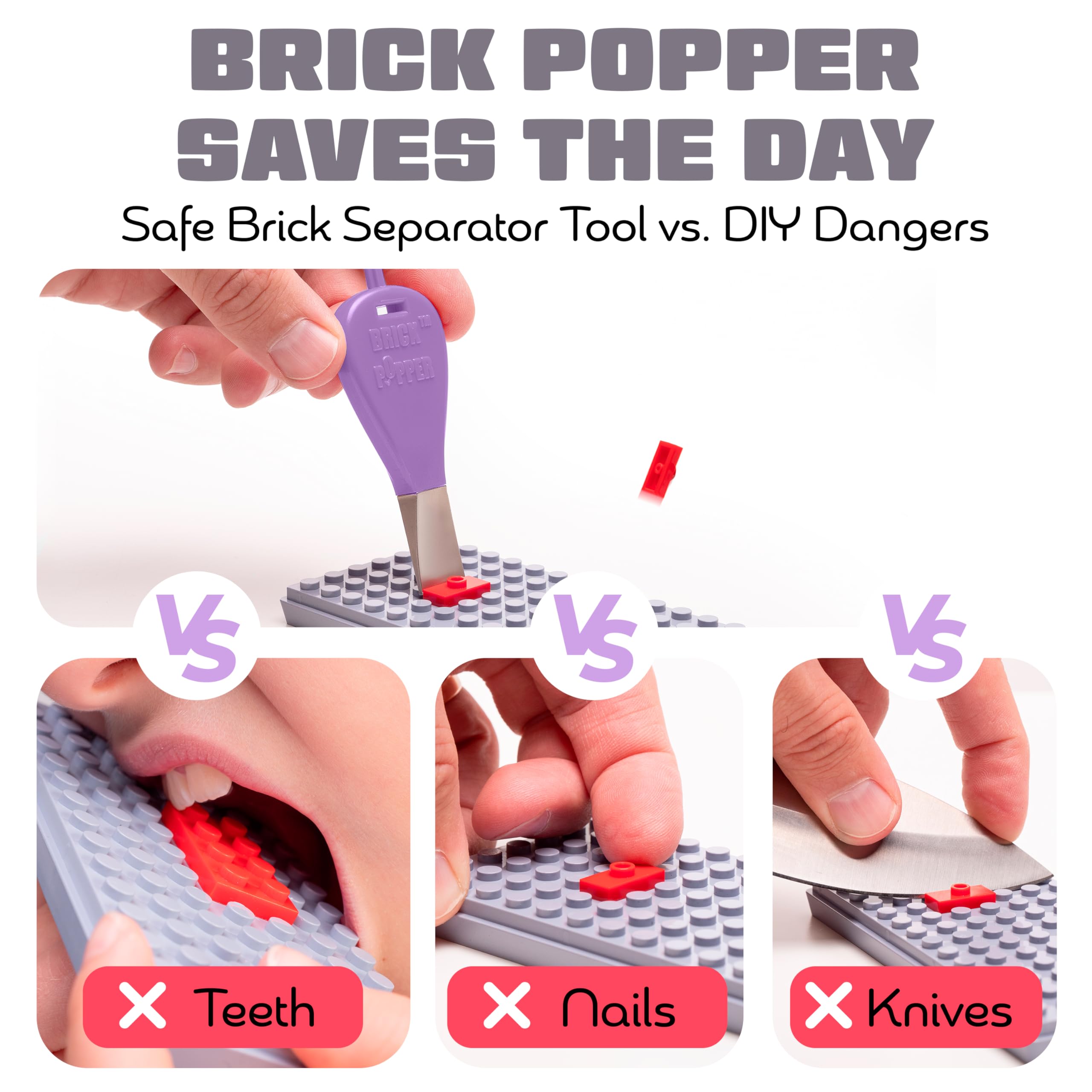 Brick Popper Purple – Fast Brick Separator Tool for Kids & Adults, Universal Fit