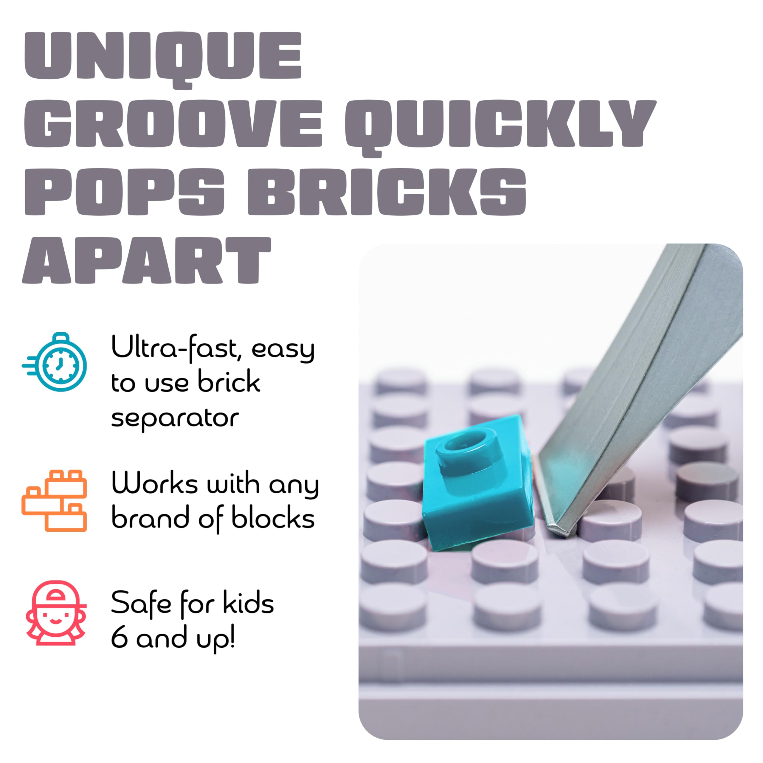 Brick Popper Separator Tool - Light Blue: Quickly Remove Stuck Bricks Without Damage