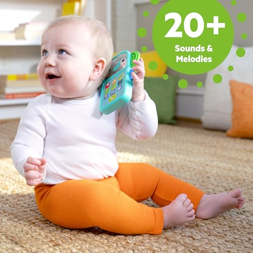 Bright Starts Elephone Baby Phone Toy – Lights, 20+ Sounds & Textured Elephant Ears for 6+ Months