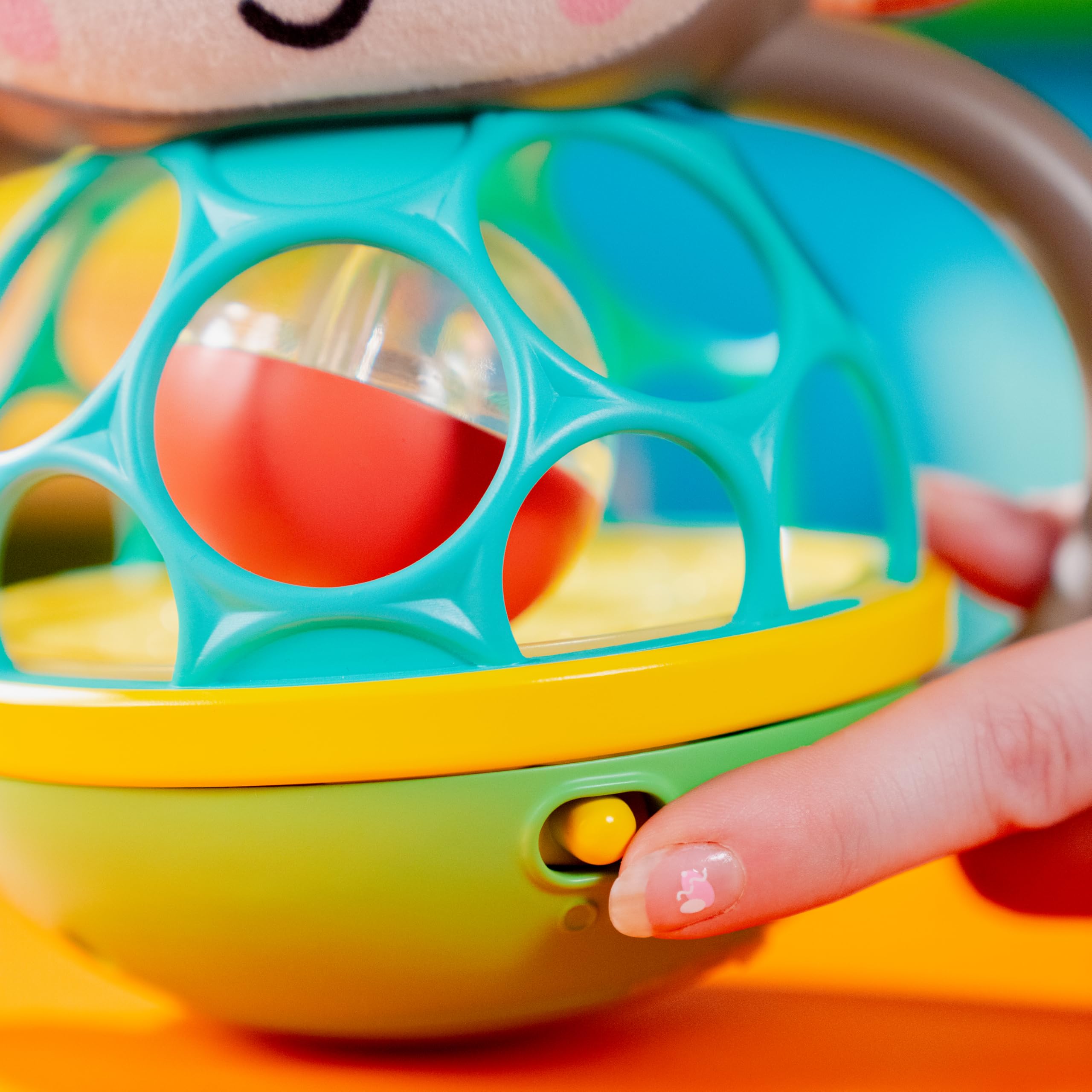 Bright Starts Grab & Giggle Monkey – Light-Up Musical Rattle with Oball for Babies 6 Months+