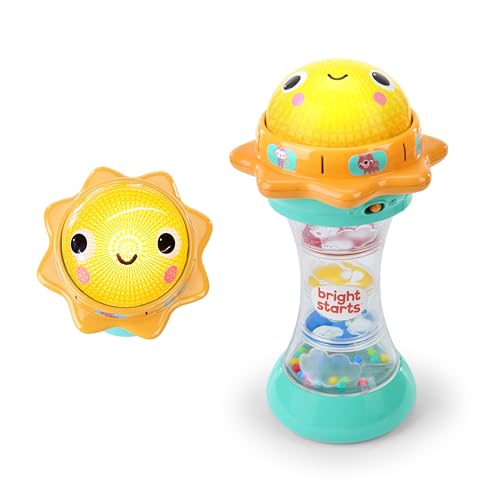 Bright Starts Just for Sun Flashlight Toy – Glowing Dome, Animal Sounds, Rainstick Rattle & Mirror, Ages 6 Months+