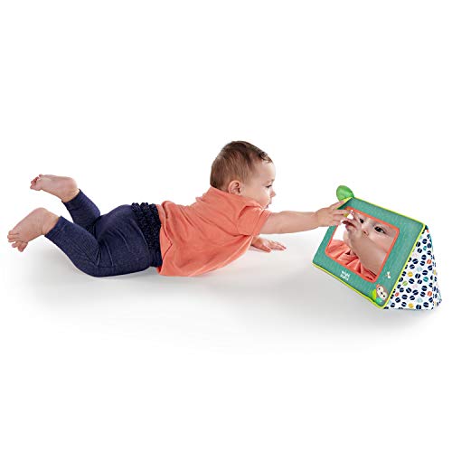 Bright Starts Sit and See Safari Floor Mirror – Tummy Time Toy with Crinkly Leaves, Newborn+