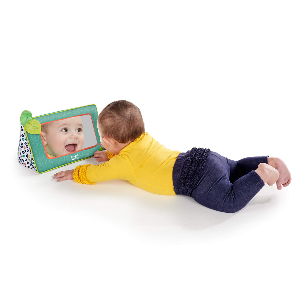 Bright Starts Sit and See Safari Floor Mirror – Tummy Time Toy with Crinkly Leaves, Newborn+