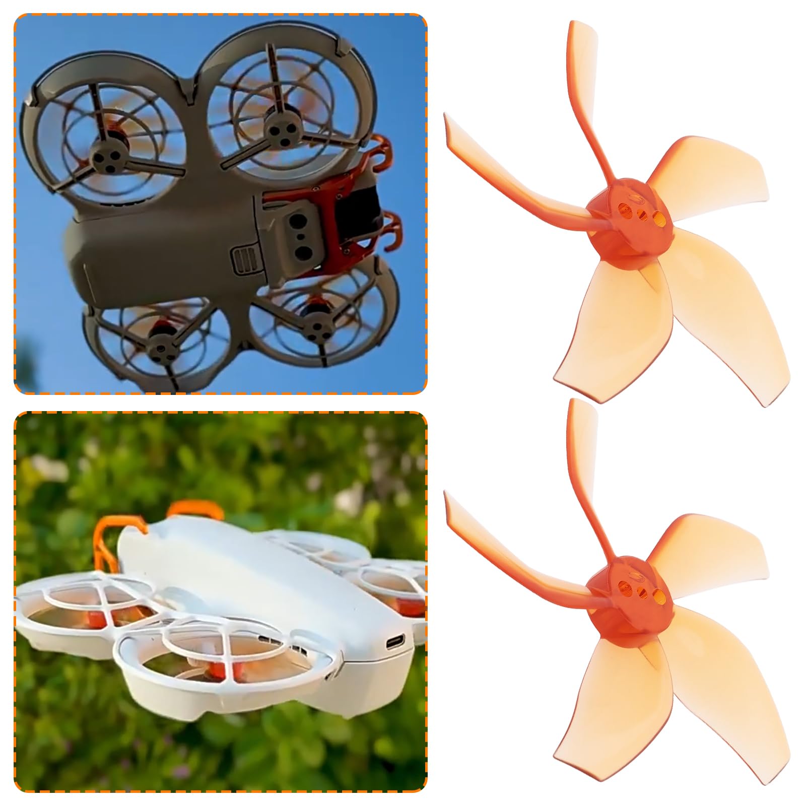 Briny River 5-Blade Propellers for DJI NEO – Orange, Low Noise, Quick Release (4 Pack with Screwdriver)