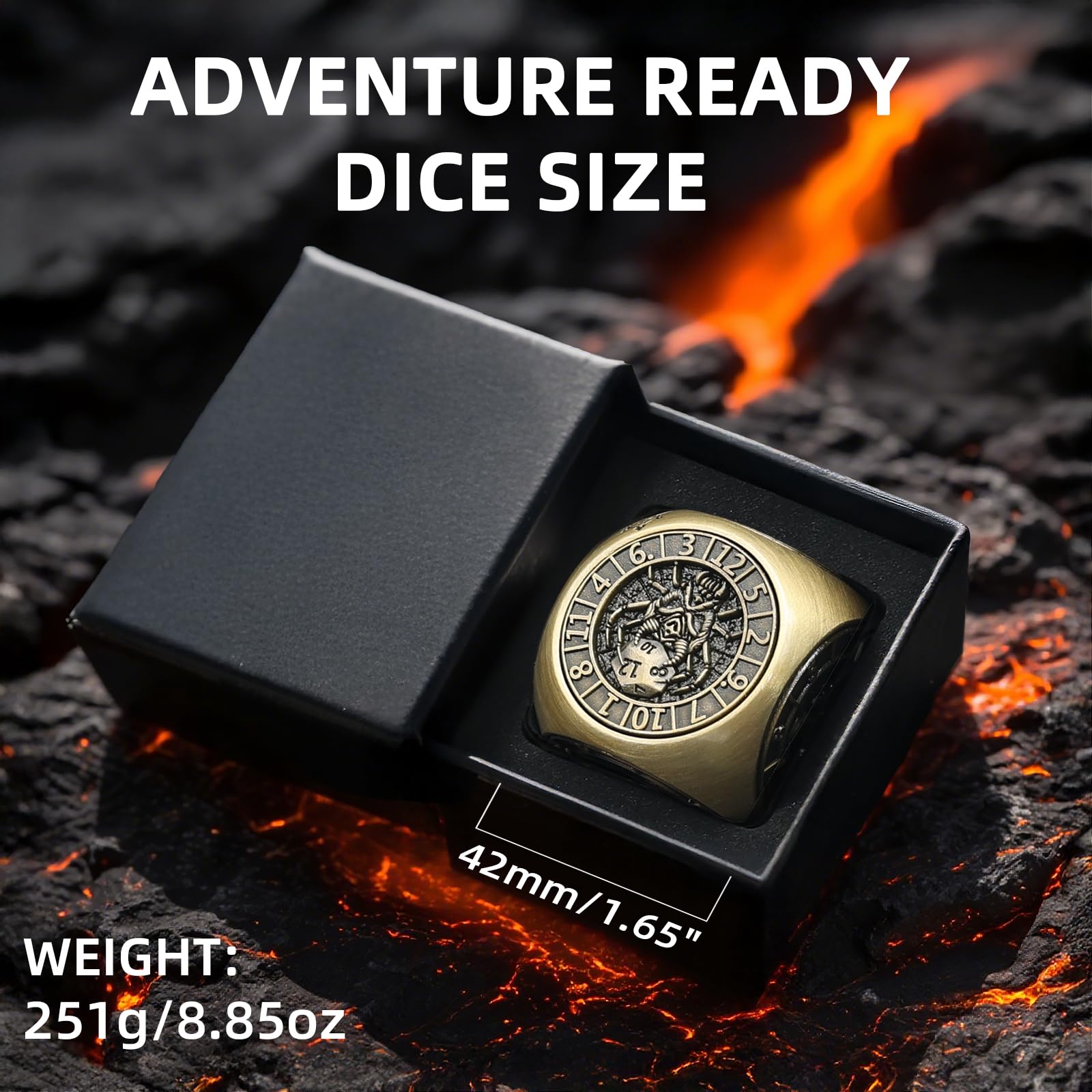 Bronze Metal Spinner Dice Set – 7-in-1 Polyhedral RPG Dice for D&D and TTRPGs