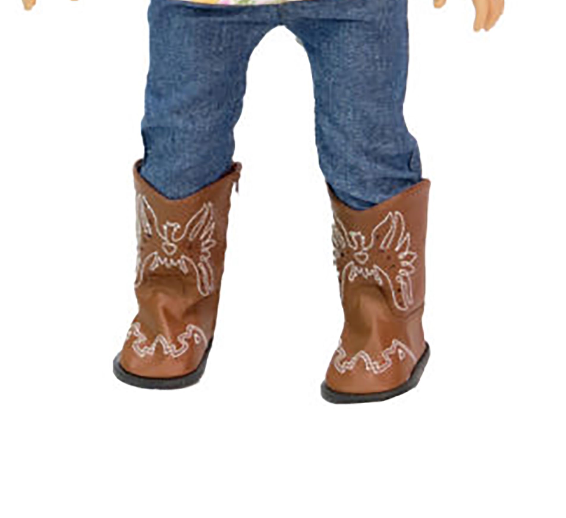 Brown American Eagle Cowgirl Boots for 18-Inch Dolls – Handmade with Velcro Closures