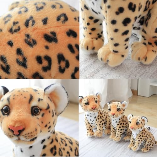 Brown Cheetah Stuffed Animal 8 Inch - Realistic Plush Toy by TUKVESZE