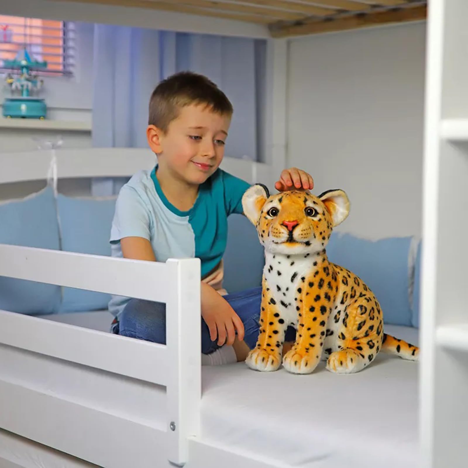 Brown Cheetah Stuffed Animal 8 Inch - Realistic Plush Toy by TUKVESZE
