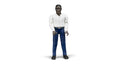 Bruder bworld Man Figure - Dark Skin, Dark Blue Jeans, Realistic Poseable Toy