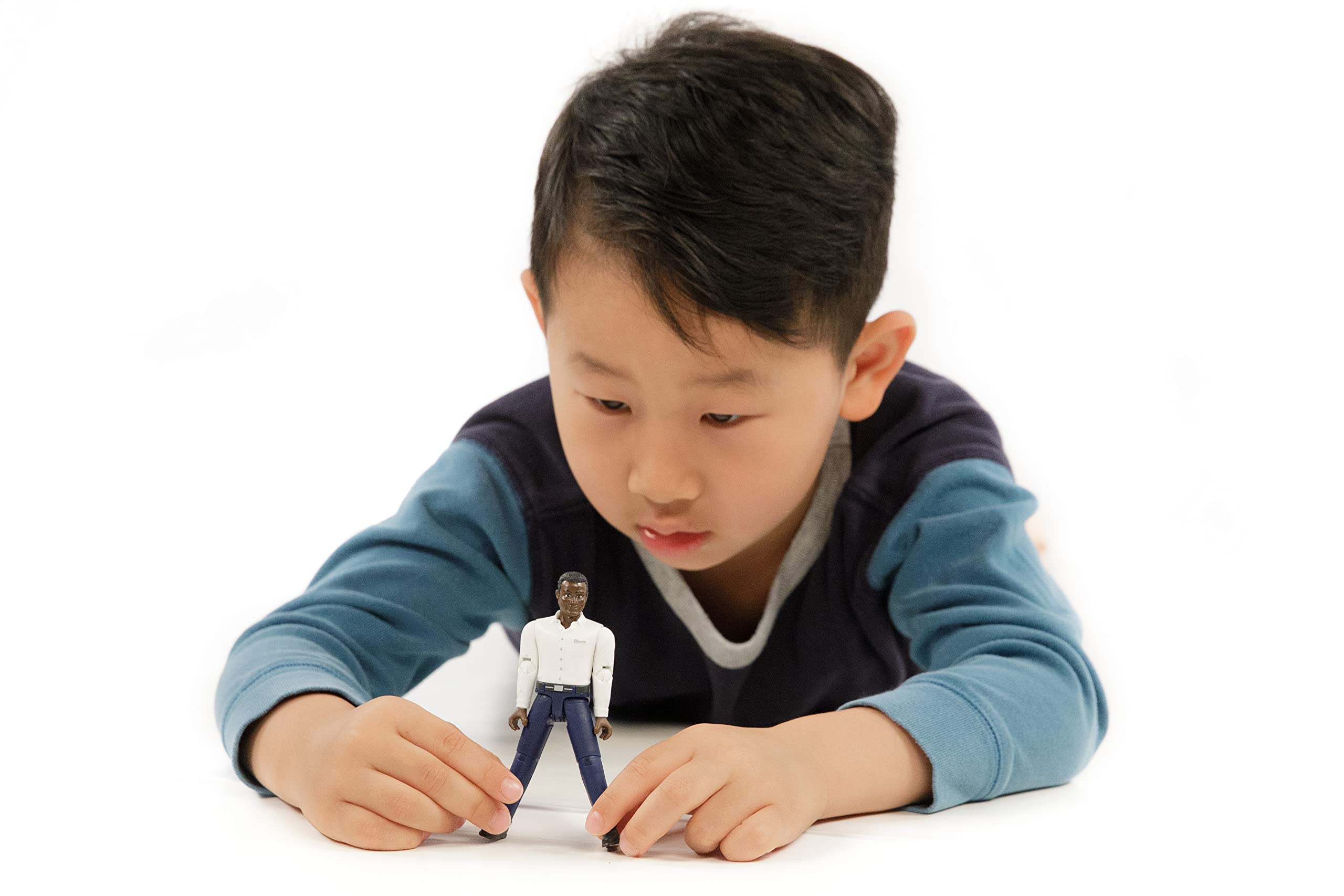 Bruder bworld Man Figure - Dark Skin, Dark Blue Jeans, Realistic Poseable Toy