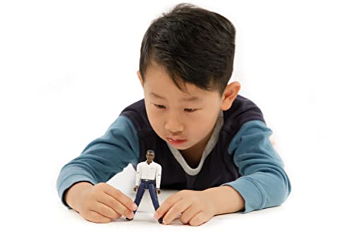 Bruder bworld Man Figure - Dark Skin, Dark Blue Jeans, Realistic Poseable Toy
