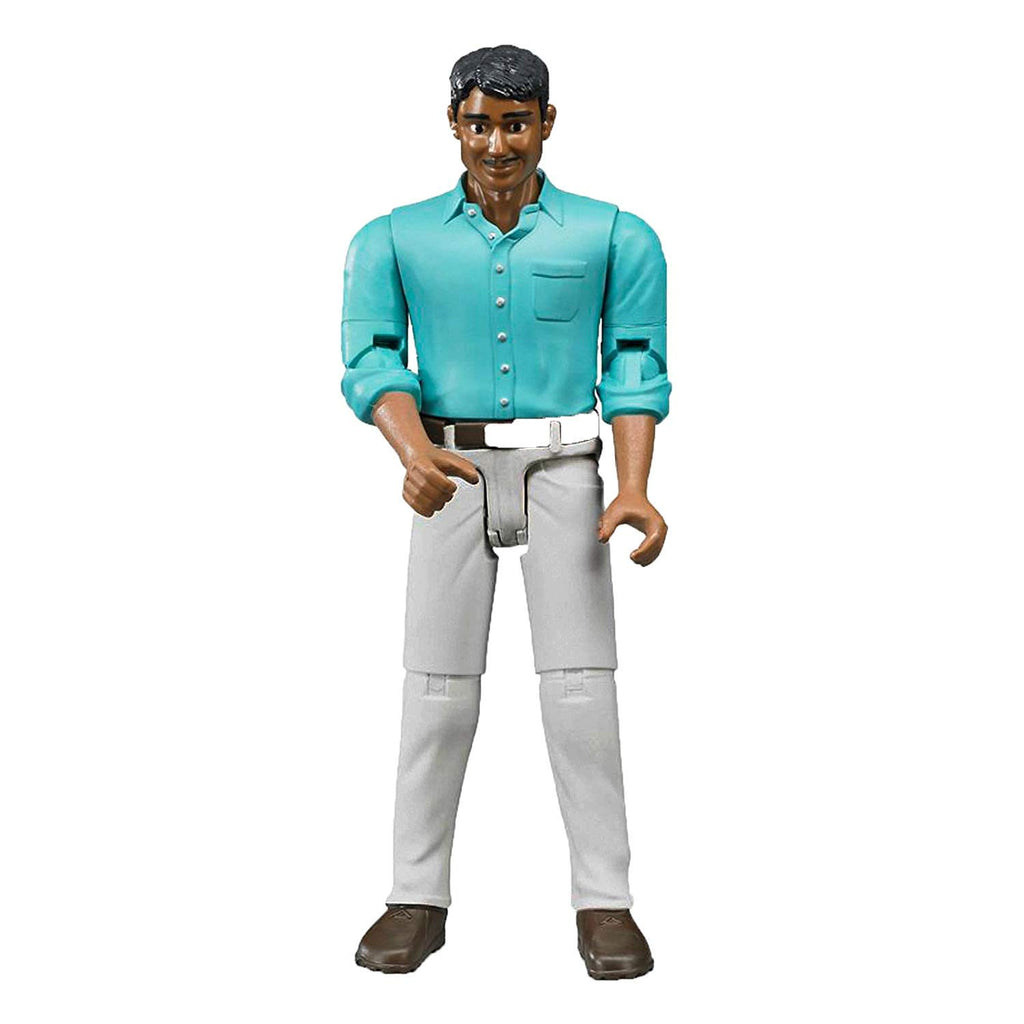 Bruder Bworld Realistic Medium Skin Tone Man Action Figure with White Jeans - Movable Limbs & Grasping Hands
