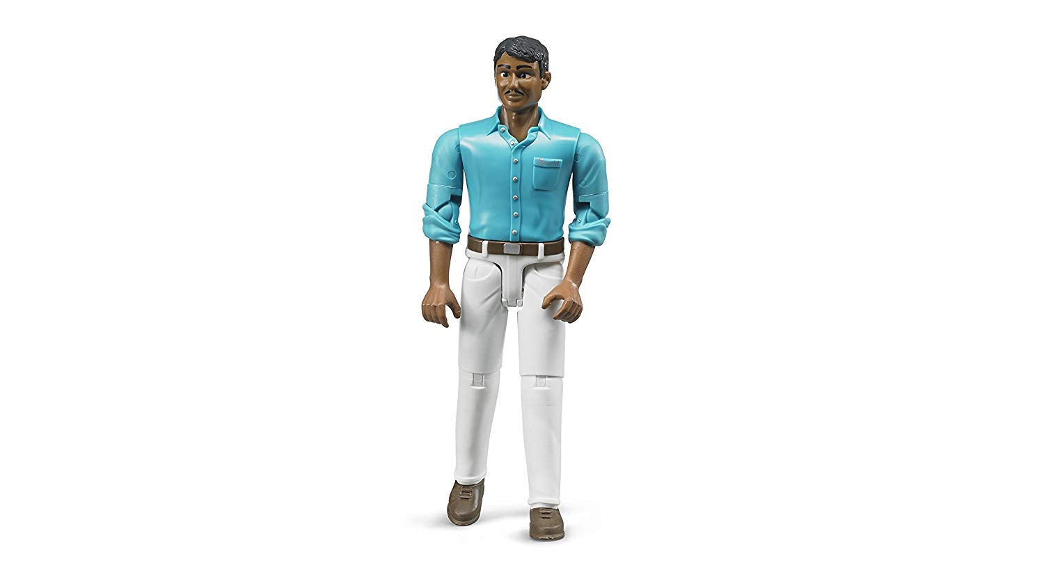 Bruder Bworld Realistic Medium Skin Tone Man Action Figure with White Jeans - Movable Limbs & Grasping Hands