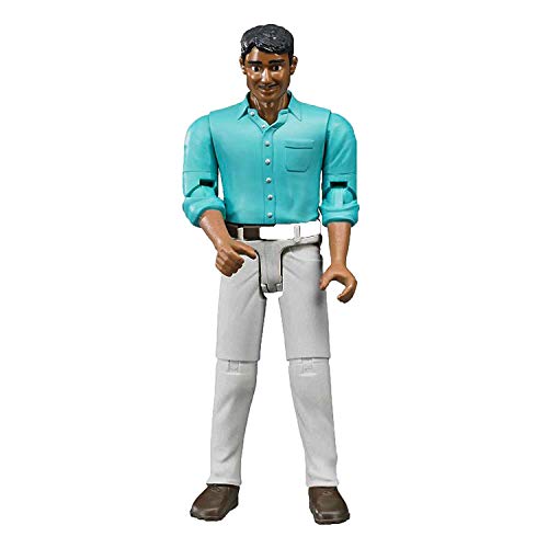 Bruder Bworld Realistic Medium Skin Tone Man Action Figure with White Jeans - Movable Limbs & Grasping Hands