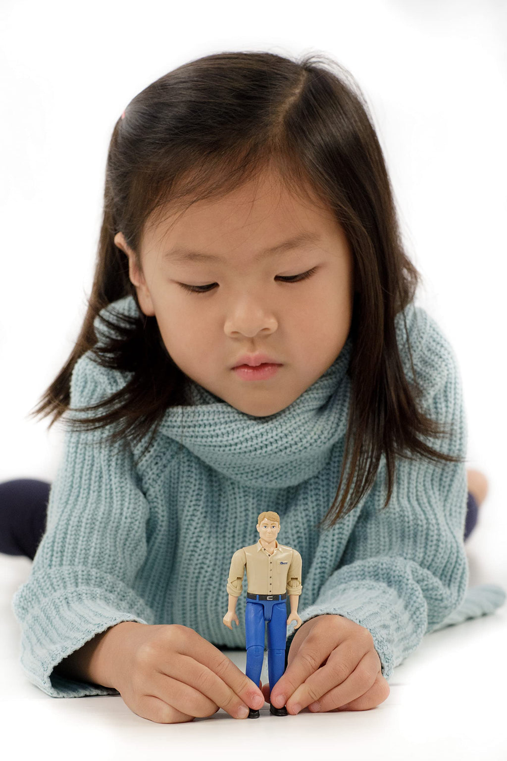 Bruder Man Action Figure - Light Skin, Blue Jeans, 1:16 Scale with Movable Limbs