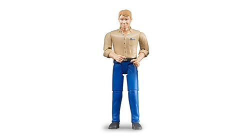 Bruder Man Action Figure - Light Skin, Blue Jeans, 1:16 Scale with Movable Limbs