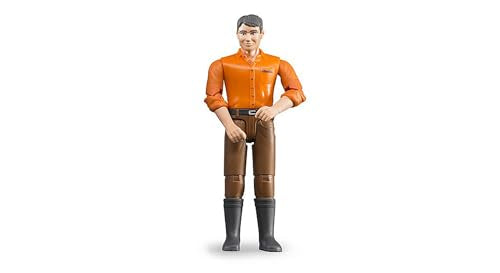 Bruder Man Figure (Light Skin, Brown Jeans) – 1:16 Scale Poseable bworld Figure