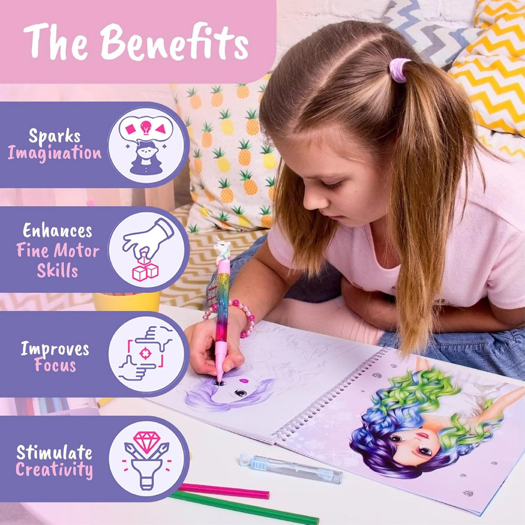 BSCOOL Fashion Design Sketchbook: Create Hairstyles with Stickers & Guides - Activity Book for Kids 5+