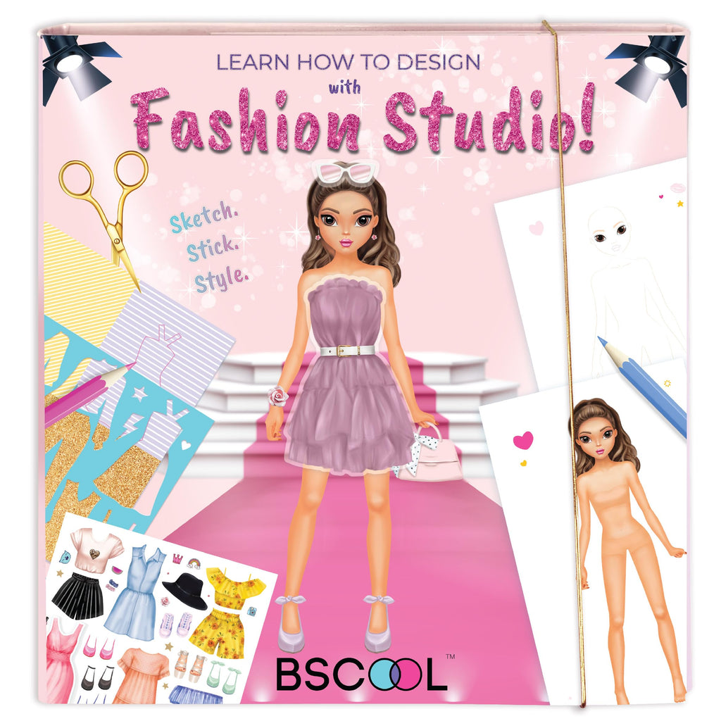 BSCOOL Fashion Studio Activity Book – Creative Design Kit with Stickers, Stencils & Paper Dolls for Kids 4+